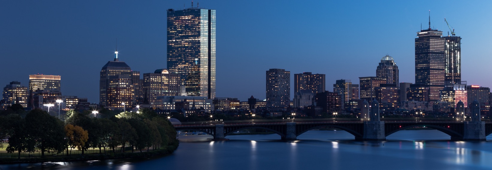 Nighttime view of Downtown Boston 